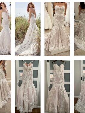 Lace Mermaid Wedding Dress in Ivory/Champagne size 12